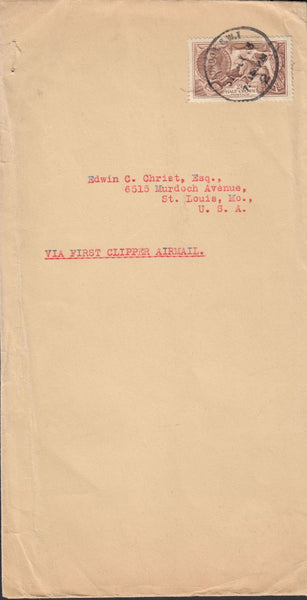 126715 1939 FIRST TRANSATLANTIC NON-STOP FLIGHT LONDON TO ST LOUIS WITH 2/6 SEAHORSE (SG450).