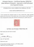 126751 1857 DIE 2 1D PL.49 PALE ROSE ON TRANSITIONAL PAPER (SPEC C9(4) ON COVER.