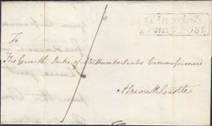 126756 1836 MAIL USED LOCALLY IN ALNWICK WITH 'ALNWICK/PENNY POST' HAND STAMP (NR49).