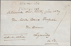 126762 1839 FREE FRONT ALNWICK TO LYNWILG, INVERNESS WITH 'ALNMOUTH/PENNY POST' HAND STAMP (NR5).
