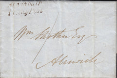 126793 1838 MAIL ALNWICK LOCAL USAGE WITH 'ALNMOUTH/PENNY POST' HAND STAMP (NR5).