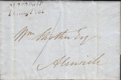126793 1838 MAIL ALNWICK LOCAL USAGE WITH 'ALNMOUTH/PENNY POST' HAND STAMP (NR5).