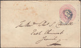 126932 1849 1D PINK ENVELOPE TENBY TO YEOVIL CANCELLED '784' NUMERAL OF TENBY IN BLUE.