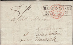 126964 1817 MAIL GULLANE (EAST LOTHIAN) TO HAWICK WITH 'HADDINGTON/370' HAND STAMP AND PRINTED CONTENTS CONCERNING HORSE BREEDING.