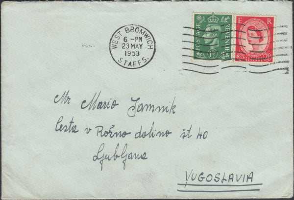 126982 1953 MIXED REIGNS USAGE WEST BROMWICH TO YUGOSLAVIA.