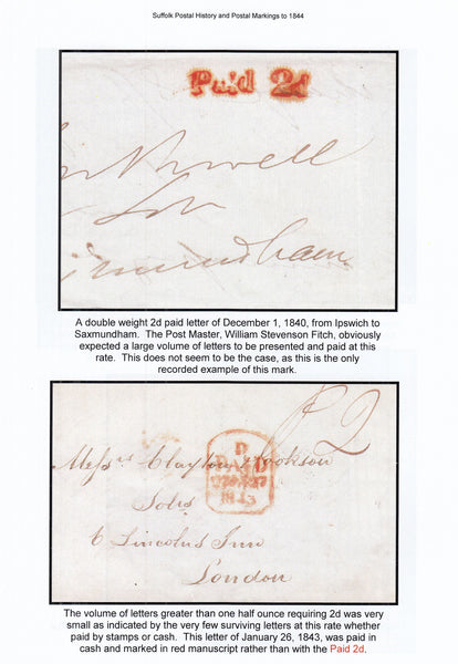 127049 'SUFFOLK POSTAL HISTORY AND POSTAL MARKINGS 1844' BY TOM SLEMONS.