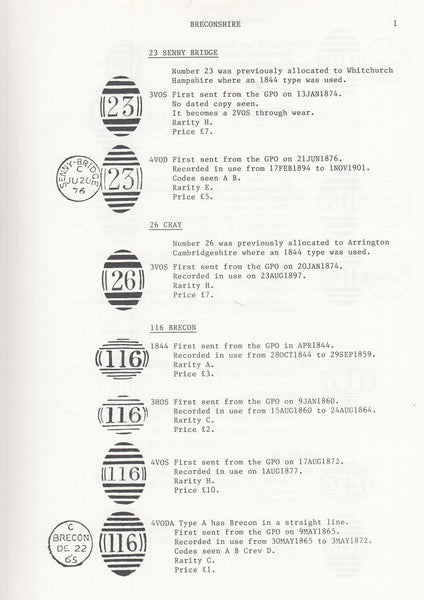 127050 'BARRED NUMERAL CANCELLATIONS VOLUME ONE WALES' BY JOHN PARMENTER.