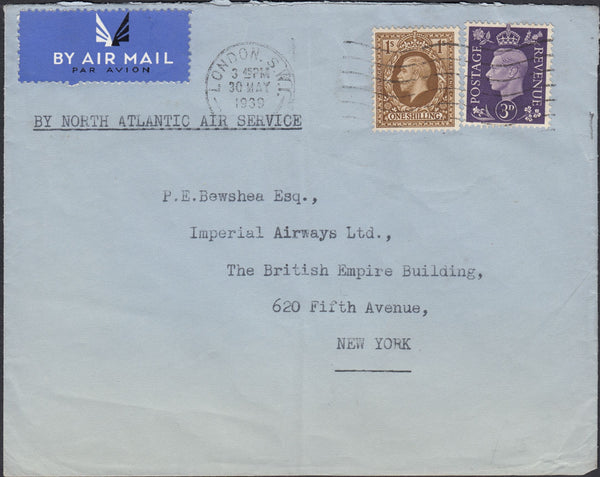 127062 1939 AIR MAIL LONDON TO NEW YORK.