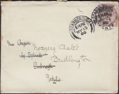 127249 1900 ENVELOPE WITH LETTER ASHFORD, KENT TO SCARBOROUGH, REDIRECTED TO BRIDLINGTON WITH 'BRIDLINGTON/STATION.OFFICE' DATE STAMP.