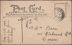 127276 1904 UNPAID MAIL USED IN CREWE WITH 'CREWE STATION/*' DATE STAMP.