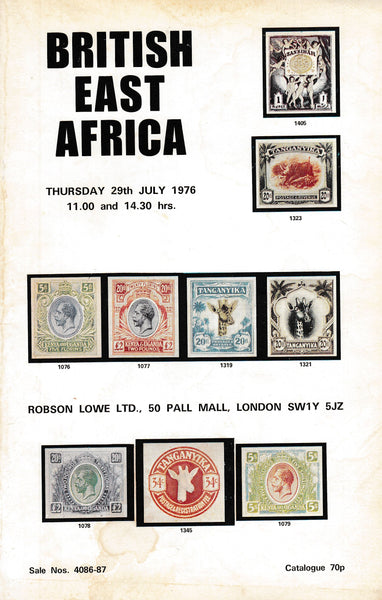 127297 'BRITISH EAST AFRICA' ROBSON LOWE AUCTION JULY 1976.