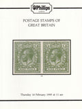 127302 'POSTAGE STAMPS OF GREAT BRITAIN' AUCTION BY PHILLIPS FEBRUARY 1995.