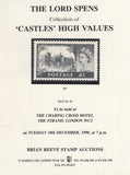 127310 'THE LORD SPENS COLLECTION OF 'CASTLES' HIGH VALUES' BRIAN REEVE AUCTION 1990.