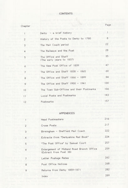 127314 'HISTORY OF THE POST IN DERBY 1635-1941' BY HAROLD WILSON.