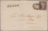 128037 1846 MAIL WILTON, HANTS TO LONDON WITH 'WILTON' ITALIC HAND STAMP (WL828) AND VERY FINE 1D RED (SG8).