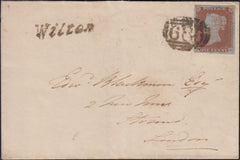 128037 1846 MAIL WILTON, HANTS TO LONDON WITH 'WILTON' ITALIC HAND STAMP (WL828) AND VERY FINE 1D RED (SG8).