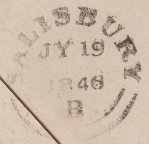 128037 1846 MAIL WILTON, HANTS TO LONDON WITH 'WILTON' ITALIC HAND STAMP (WL828) AND VERY FINE 1D RED (SG8).