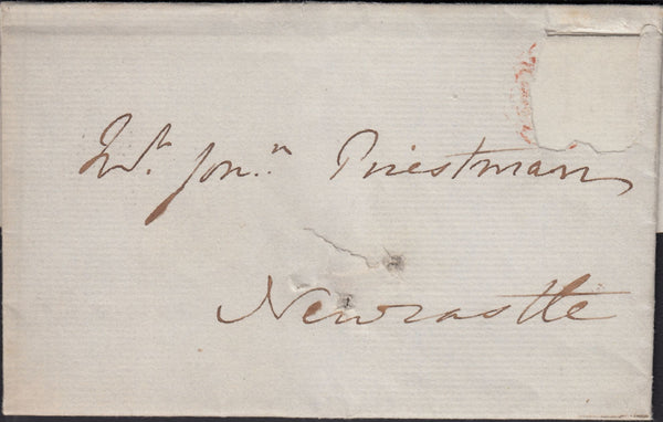 128045 1840 MAIL WHITFIELD HALL, NORTHUMBERLAND TO NEWCASTLE WITH 'WHITFIELD/PENNY POST' HAND STAMP (NR703).