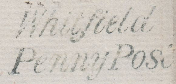 128045 1840 MAIL WHITFIELD HALL, NORTHUMBERLAND TO NEWCASTLE WITH 'WHITFIELD/PENNY POST' HAND STAMP (NR703).