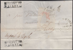 128066 1842 MAIL ATHERSTONE, WARKS TO 'OVERSEAL COTTAGE, NEAR ASHLEY', DERBYSHIRE MISSENT TO DERBY WITH 'MISSENT TO/DERBY' HAND STAMPS (DY163).