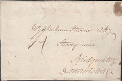 128114 1782 'G.W' LONDON GENERAL POST RECEIVER'S HAND STAMP OF GEORGE WALTERS ON LETTER LONDON TO BRIDGWATER.