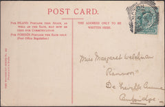 128135 1904 'HECKINGTON' SQUARED CIRCLE, LINCS ON POST CARD TO CAMBRIDGE.