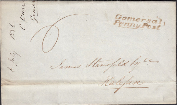 128171 1835-1839 COVERS WITH 'GOMERSAL/PENNY POST' HAND STAMPS (YK1048)(4).