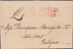 128175 1829 MAIL GREENWOOD LEE TO HALIFAX WITH 'HALIFAX/P.Y POST' HAND STAMP (YK1211).