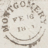 128179 1841 MAIL MONTGOMERY TO LUDLOW WITH 1D BLACK PL.6 (SG2) LATE USE RED MALTESE CROSS.