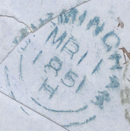 128229 1851 MAIL LONDON TO WORCESTER WITH 'MISSENT TO/DERBY.R.O' HAND STAMP (DY165).