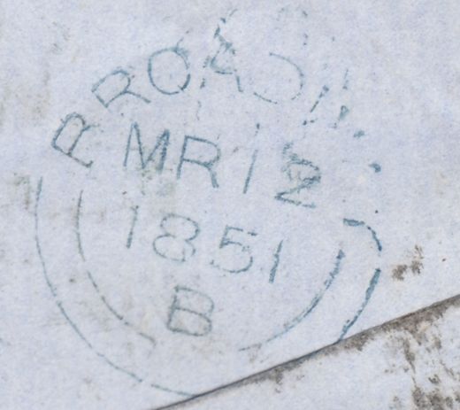 128229 1851 MAIL LONDON TO WORCESTER WITH 'MISSENT TO/DERBY.R.O' HAND STAMP (DY165).