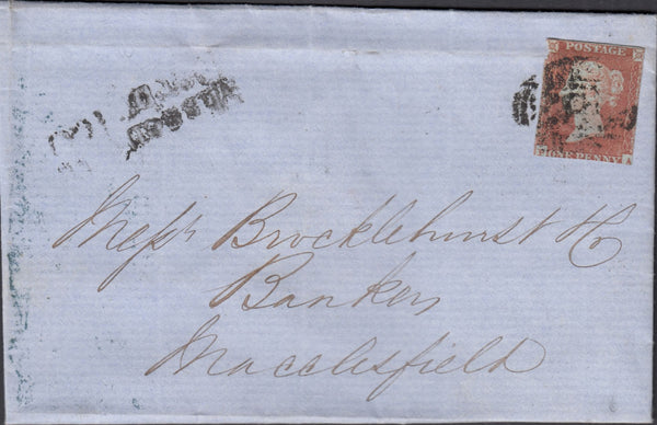 128234 1852 MAIL NOTTINGHAM TO MACCLESFIELD WITH 'MISSENT TO/DERBY.R.O' HAND STAMP (DY165).