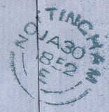 128234 1852 MAIL NOTTINGHAM TO MACCLESFIELD WITH 'MISSENT TO/DERBY.R.O' HAND STAMP (DY165).