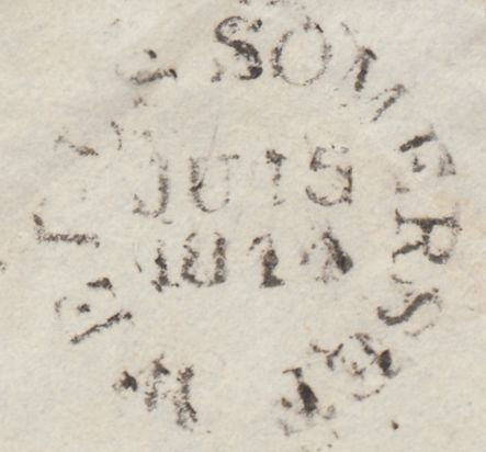 128253 WELLS (SOMERSET) EARLIEST KNOWN USAGE '864' NUMERAL ON LETTER DATED 15TH JUNE 1844.