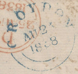 128262 1838 FREE MAIL CROYDON TO LONDON WITH 'CROYDON/PENNY POST' HAND STAMP IN BLUE (SY138).