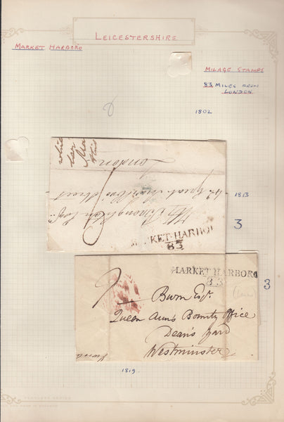 128278 COLLECTION MARKET HARBOROUGH (LEICS) POSTAL HISTORY/CANCELLATIONS CIRCA 1780-1969.