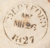 128287 1827 MAIL DEPTFORD TO BLACKFRIARS WITH 'DEPTFORD/MG' LONDON COUNTRY SORTING OFFICE DATE STAMP IN BLACK (L521).