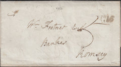 128329 1835 MAIL HYTHE, SOUTHAMPTON TO ROMSEY WITH 'SOUTHAMPTON/DATE/PY. POST' HAND STAMP (HA1333).