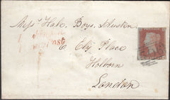 128332 1849 MAIL MARGATE, KENT TO LONDON WITH 'BIRCHINGTON/PENNY POST' HAND STAMP (KT83).