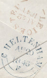 128358 1843 MAIL CHELTENHAM TO LEICESTER WITH 'NO.1' RECEIVERS HAND STAMP.