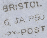 128361 1850 WRAPPER USED IN BRISTOL WITH 'NO.26' RECEIVERS HAND STAMP OF LANGFORD (SOMERSET).