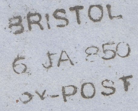 128361 1850 WRAPPER USED IN BRISTOL WITH 'NO.26' RECEIVERS HAND STAMP OF LANGFORD (SOMERSET).