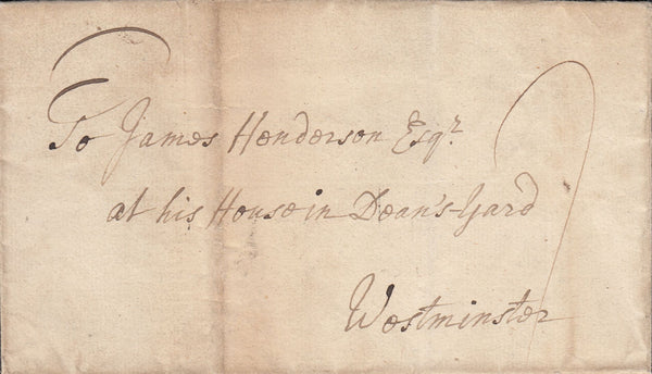 128392 1741 MAIL STAMFORD TO WESTMINSTER WITH UNRECORDED 'STAM/FORD' TWO LINE HAND STAMP.