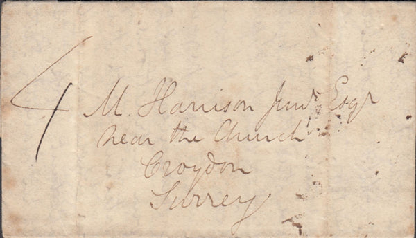 128395 1832 MAIL GODSTONE, SURREY TO CROYDON WITH 'GODSTONE' HAND STAMP (SY354).