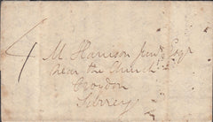 128395 1832 MAIL GODSTONE, SURREY TO CROYDON WITH 'GODSTONE' HAND STAMP (SY354).