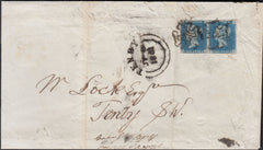 128419 1841 MAIL LONDON TO TENBY WITH PAIR 2D BLUE PL.2 (SG5) (PA PB).