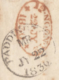 128508 1836 MAIL FROM PADDINGTON USED IN LONDON WITH 'PADDINGTON/MR' LONDON COUNTRY SORTING OFFICE DATE STAMP (L521).