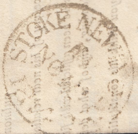 128515 1814 MAIL FROM STOKE NEWINGTON USED IN LONDON WITH 'STOKE NEWINGTON/EV' LONDON COUNTRY SORTING OFFICE DATE STAMP (L521).