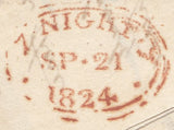 128531 1824 MAIL USED IN LONDON WITH 'GOSWELL ST RD.' RECEIVERS HAND STAMP (L503).