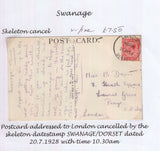 128561 SWANAGE (DORSET) COLLECTION OF CANCELLATIONS 1915-1933 (28 ITEMS).